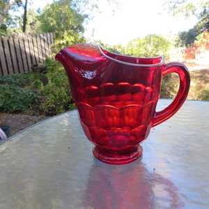 Beautiful Ruby Viking Glass "Georgian" Ice-lip Water Pitcher (Free Shipping)