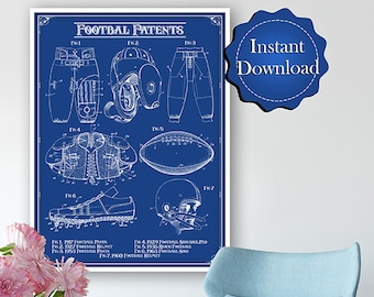 Football Patents Digital Download, Football Coach Gift Printable Wall Art
