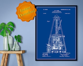 Electric Metronome Patent Digital Download, Music Teacher Gift