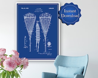 Lacrosse Stick Printable Patent, Lacrosse Gift Printable Wall Art