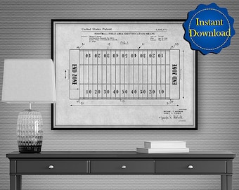 1968 Football Field Patent Digital Download, Football Coach Gift Printable Wall Art