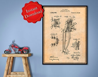 Harley Springer Druckbares Patent, Motorrad Geschenk Biker Art