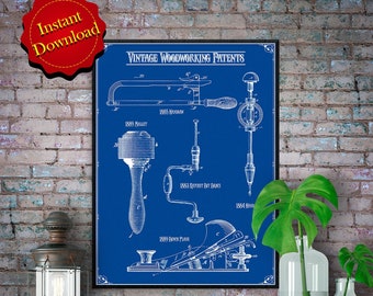 Vintage Woodworking Patents Digital Download, carpenter gift woodworking gifts
