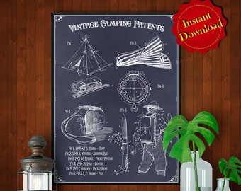 Vintage Camping Patents Digital Download, Camping Gifts