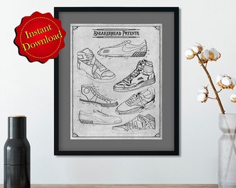 Sneakerhead Patente Digitaler Download, Sneaker Poster