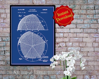 Geodesic Dome Patent Digital Download, Architect Gift