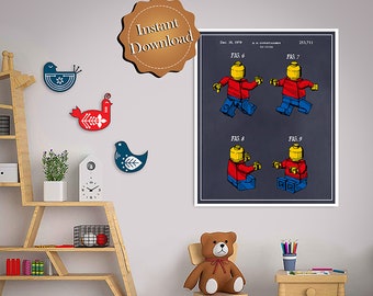 Toy Figures Colorized Patent Digital Download, Kids Room Decor Nursery Decor