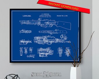 Browning Automatic Rifle Patent Digital Download, Firearm Small Arms