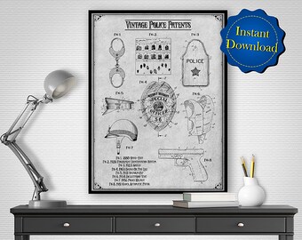 Vintage Police Patents Digital Download, Police Retirement Gift