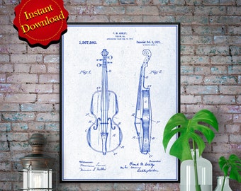 Ashley Violin Patent Digital Download, Music Teacher Gift