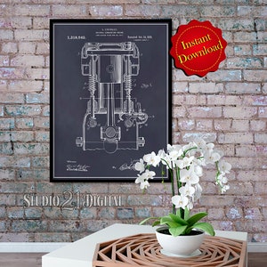 Chevrolet Internal Combustion Engine Patent Digital Download., Mechanic Gift Digital Download Blueprint, Garage Art