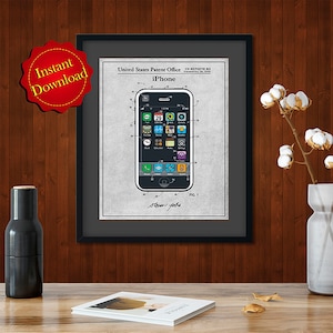 Steve Jobs Apple iPhone Colorized Patent Digital Download, Cellphone, Smart phone