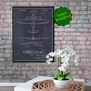 B17 Flying Fortress Patent Digital Download, WWII Veteran Gift, Military Pilot Gift, Aviation Art Decor