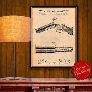 May include: A vintage patent drawing for a breech loading gun, patent number 288,618, patented November 20, 1883. The drawing shows a detailed illustration of the gun's design and features.