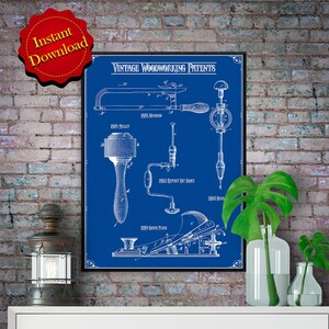 Vintage Woodworking Patents Digital Download, carpenter gift woodworking gifts