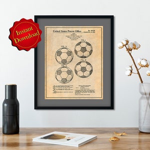 1964 Soccer Ball Patent Digital Download, Soccer Gift Printable Wall Art