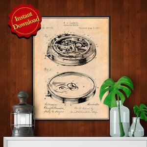 Gabriel Repeating Watch Patent Digital Download, Pocket Watch