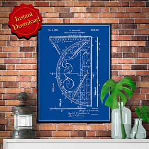 Combination Drafting Instrument Patent Digital Download, Blueprint Architect Gift Engineer Gift