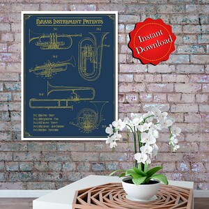 Brass Instrument Patents Digital Download, Music Teacher Gift