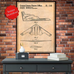 Northrop B-2 Spirit Stealth Bomber Printable Patent, Pilot Gift