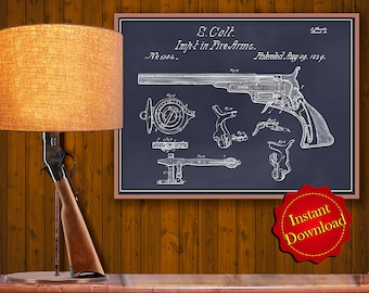William Colt Revolver Patent Digitaler Download, Schusswaffe, Schütze, Handfeuerwaffe, Waffenliebhaber, Polizei Geschenk