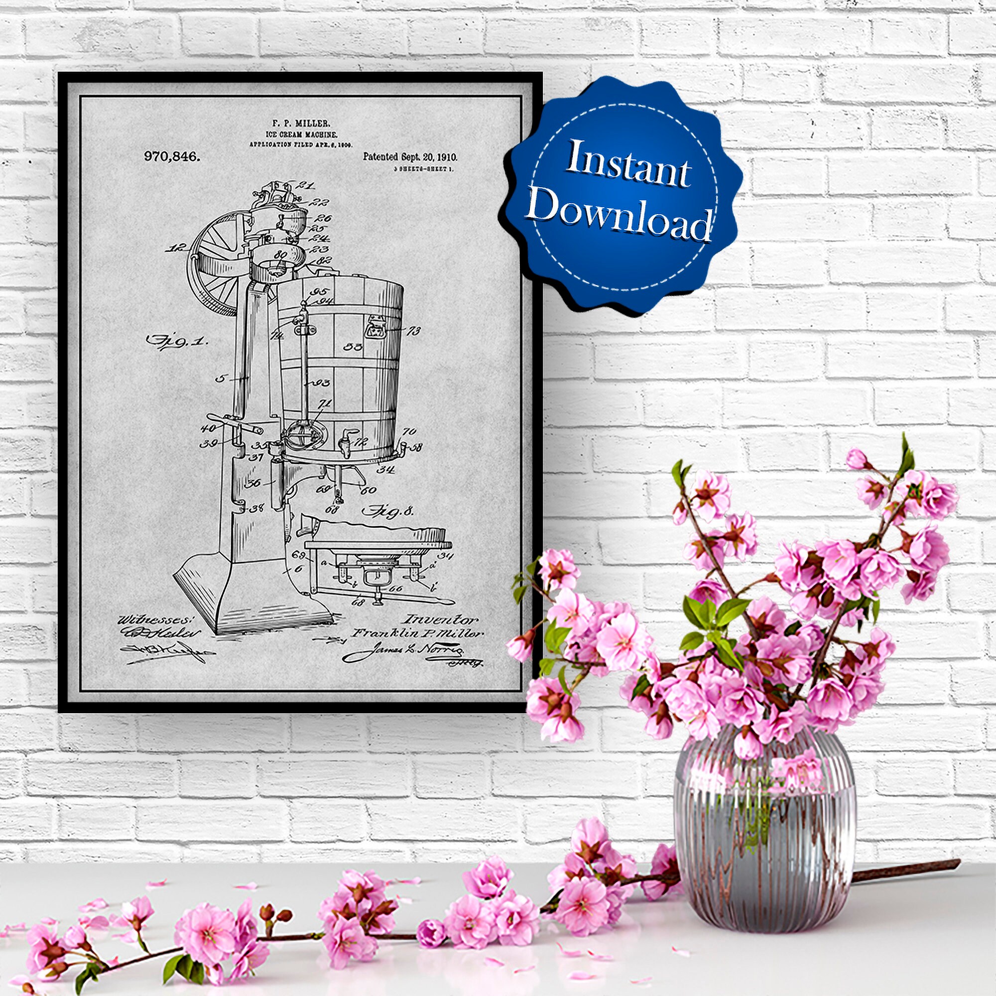 Set of 2 Ice Cream Collection Patent Prints, Digital Download, (8