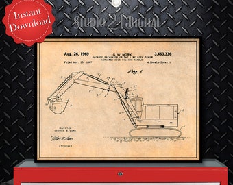 Bagger Bagger druckbarer Patentdruck, Geschenk für Baggerfahrer