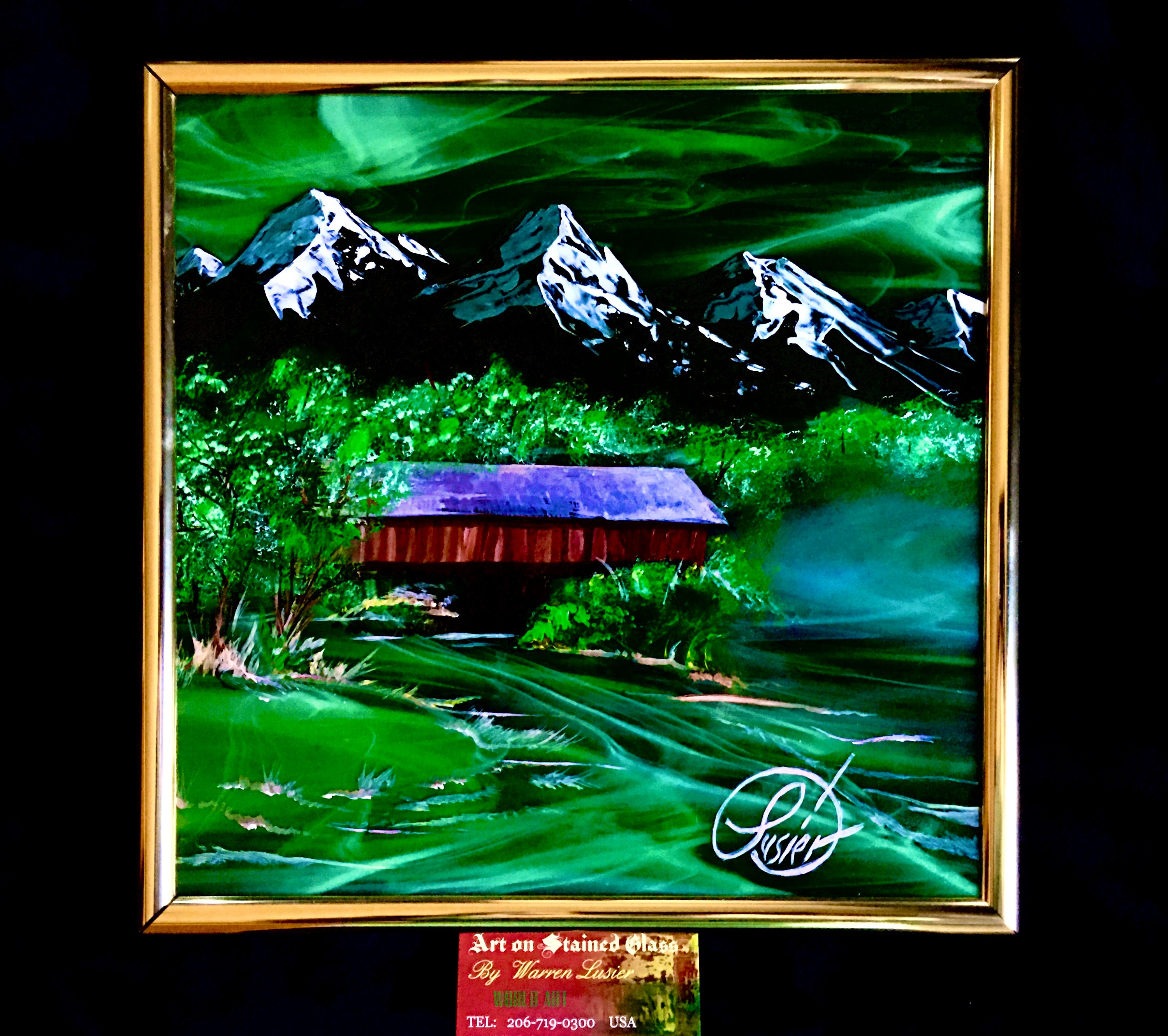 COVERED BRIDGE / Stained Glass Painting Original By Warren Etsy