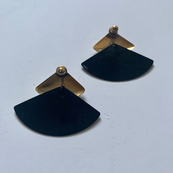 Black Gold Geometric Stud Earrings | Geometric St… - image 2