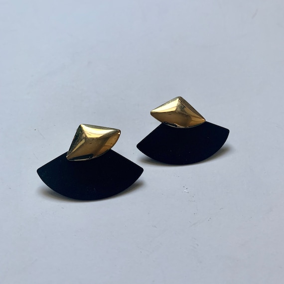 Black Gold Geometric Stud Earrings | Geometric St… - image 1