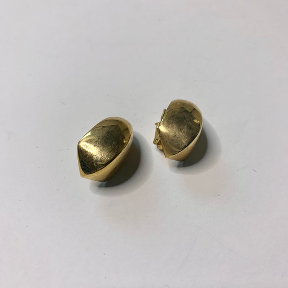 Vintage Abstract Gold Cap Stud Earrings | Hypoall… - image 1