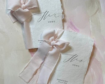 HIS/HER  VOWS l Vow Books with tied Ribbon l Vows To My Wife Husband l Vow Book l Marriage Vow Books