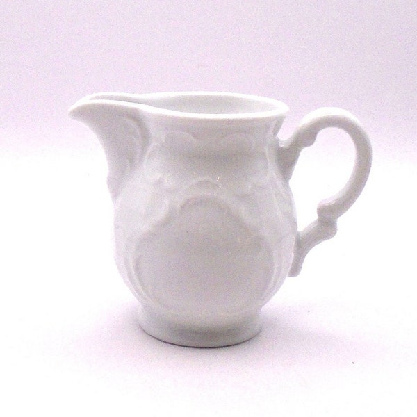 Vintage Bauscher Weiden Baroque Embellishment Milk Glass Creamer/Small Pitcher Made in Bavaria, Germany