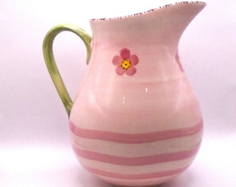 Vintage Franciscan Flora Earthenware Pitcher, Wedgewood Group, 78 Fluid Ounce Capacity