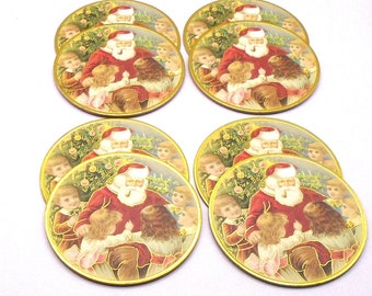 Vintage Kirshner Collection Christmas Drink Coasters, Punch Studio, California, Set of 8,  Excellent Condition