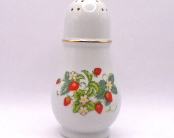 Vintage Avon Strawberry Porcelain Sugar Shaker with 22K Gold Trim (Two Available)