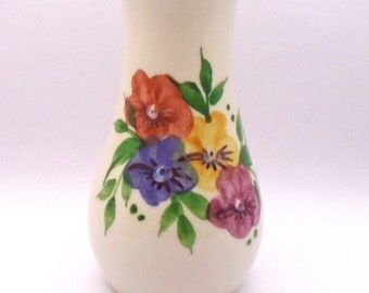 Vintage Emerson Creek Stoneware Pottery Handmade/Handpainted Floral Bouquet Vase