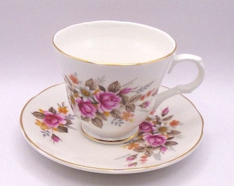 Vintage Crown Trent Bone China Teacup and Saucer - Staffordshire England