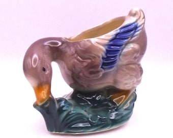 Vintage 1950's Royal Copley Ceramic Mallard Duck Planter, USA
