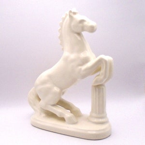 Vintage Ceramic White Horse on Pedestal