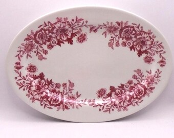 Vintage Caribe China 12" Oval Serving Platter, Restaurant /Hotel/Rail Car Ware, Made in Puerto Rico, USA, Circa 1950's