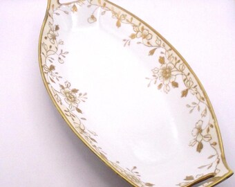 Antique Nippon Hand Painted Floral Celery/Asparagus Dish, Circa 1911, Made in Japan, Rare Find