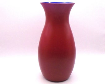 Vintage Bleikristall 24% Lead Crystal Red Vase with Blue Inside, Made in Germany