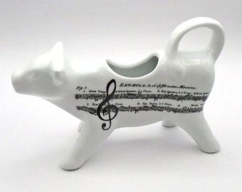 Vintage Adagio White Porcelain Musical Design Cow Creamer Made in Germany