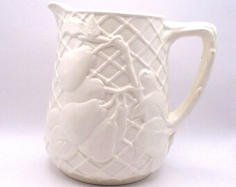 Vintage I. Godinger & Co. Ivory Sculptured Pears Pitcher 6.5"