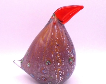 Vintage Murano Style Aventurine Glass Millefiori Art Glass Bird Sculpture/Figurine/Paper Weight