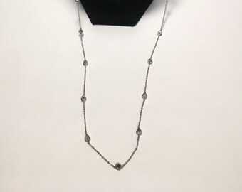 Vintage Faux Diamond and Silver Chain Necklace by Ann Taylor