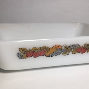 Vintage Anchor Hocking &quot;Fire King&quot; Loaf Pan with Fruit Design