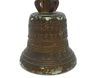 Vintage Early 20th Century "Liberty Bell" Glass Candy Container, Unrestored with Original Paint