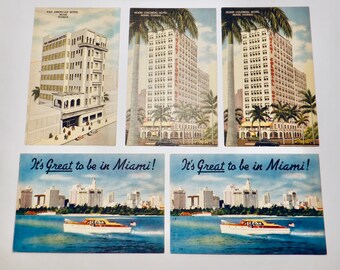 Set of 6 Vintage 1950's NOS Postcards from Florida with "It's Great to be in Miami"
